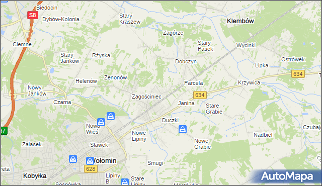 mapa Lipinki gmina Wołomin, Lipinki gmina Wołomin na mapie Targeo