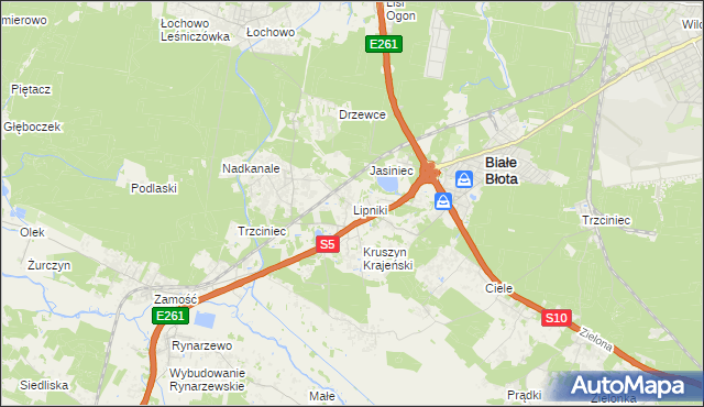 mapa Lipniki gmina Białe Błota, Lipniki gmina Białe Błota na mapie Targeo