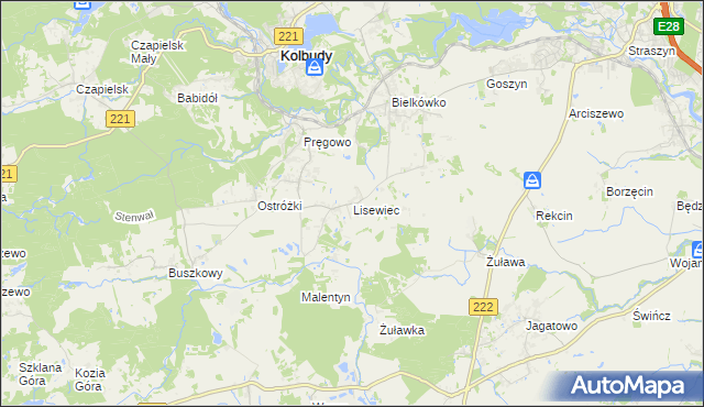 mapa Lisewiec, Lisewiec na mapie Targeo