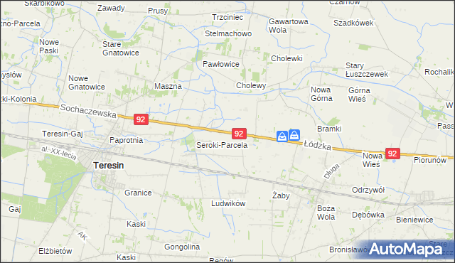 mapa Lisice gmina Teresin, Lisice gmina Teresin na mapie Targeo