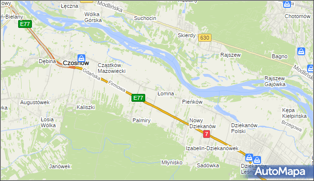 mapa Łomna gmina Czosnów, Łomna gmina Czosnów na mapie Targeo