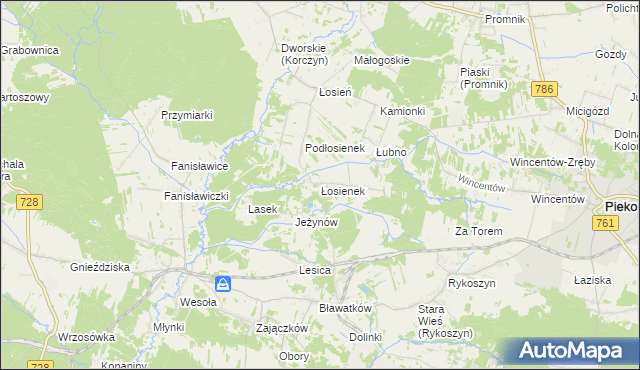 mapa Łosienek, Łosienek na mapie Targeo