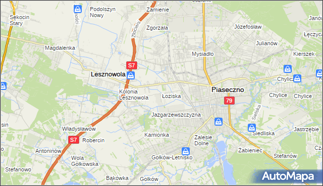 mapa Łoziska, Łoziska na mapie Targeo