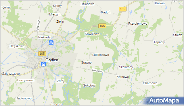 mapa Lubieszewo gmina Gryfice, Lubieszewo gmina Gryfice na mapie Targeo