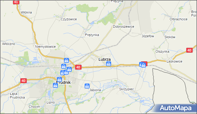 mapa Lubrza powiat prudnicki, Lubrza powiat prudnicki na mapie Targeo