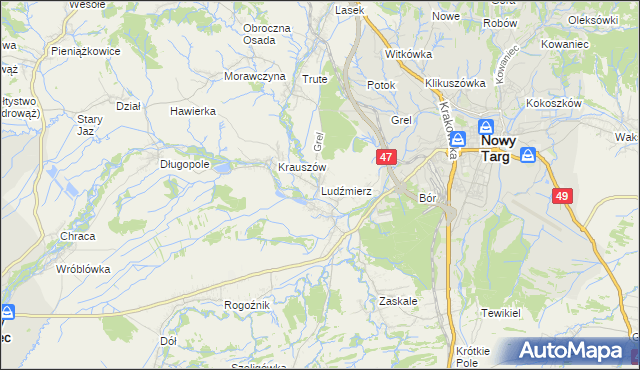 mapa Ludźmierz, Ludźmierz na mapie Targeo