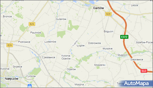 mapa Ługów gmina Jastków, Ługów gmina Jastków na mapie Targeo