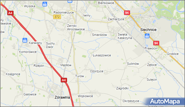 mapa Łukaszowice, Łukaszowice na mapie Targeo