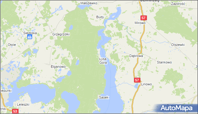 mapa Łysa Góra gmina Pasym, Łysa Góra gmina Pasym na mapie Targeo