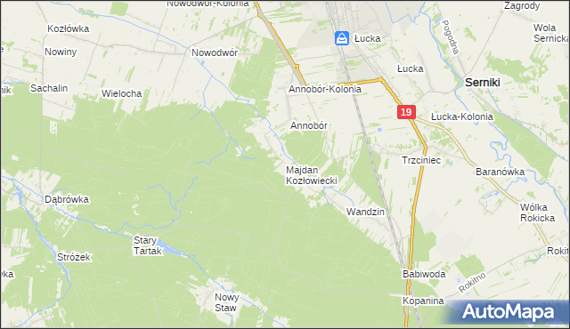 mapa Majdan Kozłowiecki, Majdan Kozłowiecki na mapie Targeo