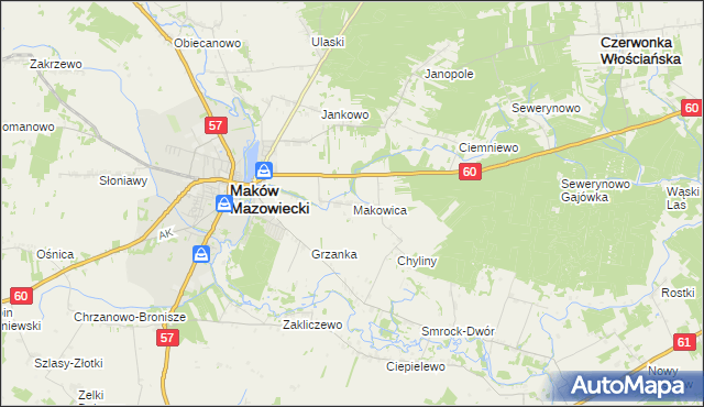 mapa Makowica gmina Szelków, Makowica gmina Szelków na mapie Targeo