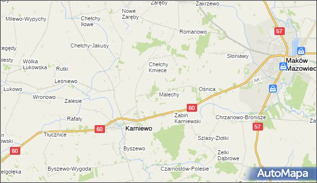 mapa Malechy, Malechy na mapie Targeo