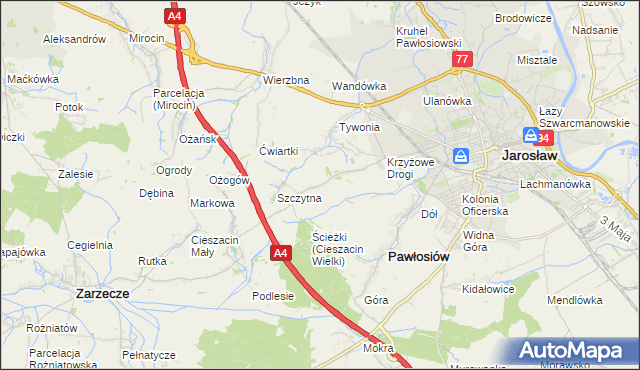 mapa Maleniska gmina Pawłosiów, Maleniska gmina Pawłosiów na mapie Targeo