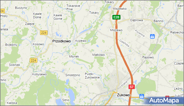 mapa Małkowo, Małkowo na mapie Targeo