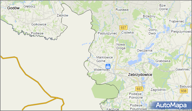 mapa Marklowice Górne, Marklowice Górne na mapie Targeo