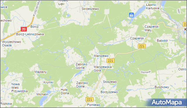 mapa Marszewo gmina Przywidz, Marszewo gmina Przywidz na mapie Targeo