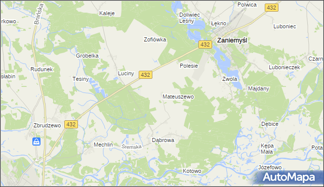 mapa Mateuszewo, Mateuszewo na mapie Targeo