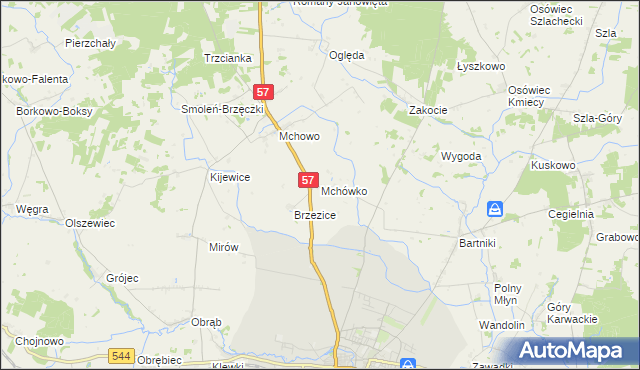 mapa Mchówko, Mchówko na mapie Targeo