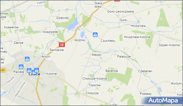 mapa Meszki, Meszki na mapie Targeo