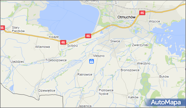 mapa Meszno gmina Otmuchów, Meszno gmina Otmuchów na mapie Targeo