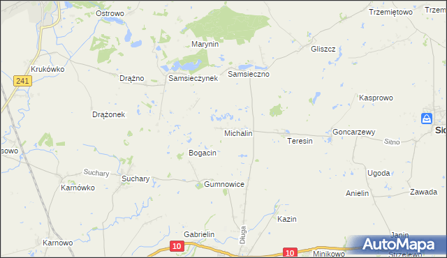 mapa Michalin gmina Nakło nad Notecią, Michalin gmina Nakło nad Notecią na mapie Targeo