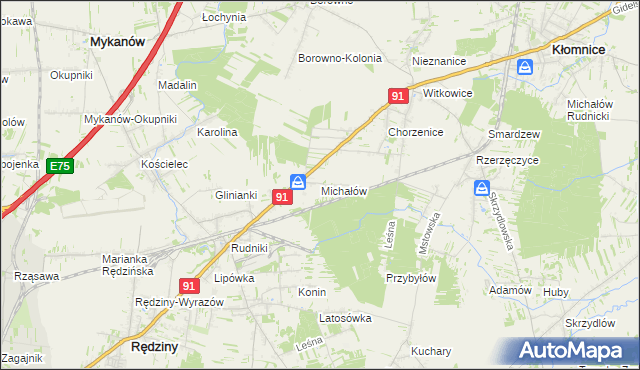 mapa Michałów Rudnicki, Michałów Rudnicki na mapie Targeo