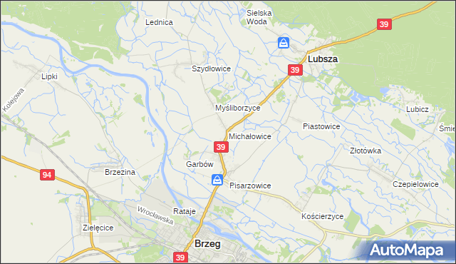 mapa Michałowice gmina Lubsza, Michałowice gmina Lubsza na mapie Targeo