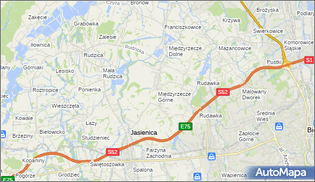 mapa Międzyrzecze Górne, Międzyrzecze Górne na mapie Targeo