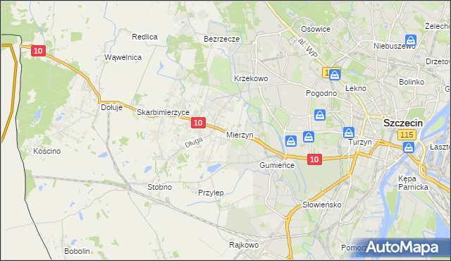 mapa Mierzyn gmina Dobra (Szczecińska), Mierzyn gmina Dobra (Szczecińska) na mapie Targeo