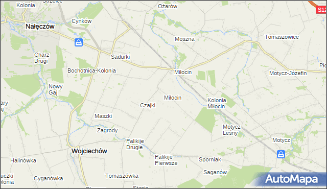 mapa Miłocin gmina Wojciechów, Miłocin gmina Wojciechów na mapie Targeo