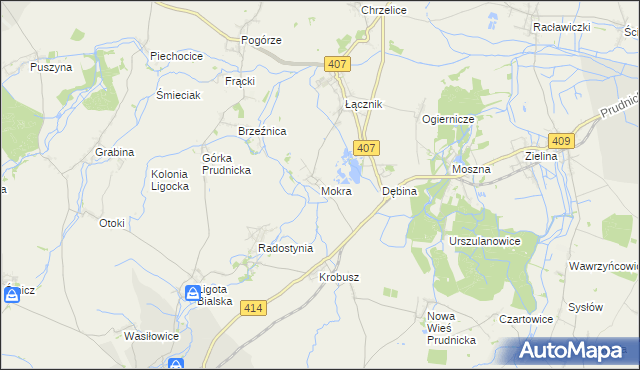 mapa Mokra gmina Biała, Mokra gmina Biała na mapie Targeo