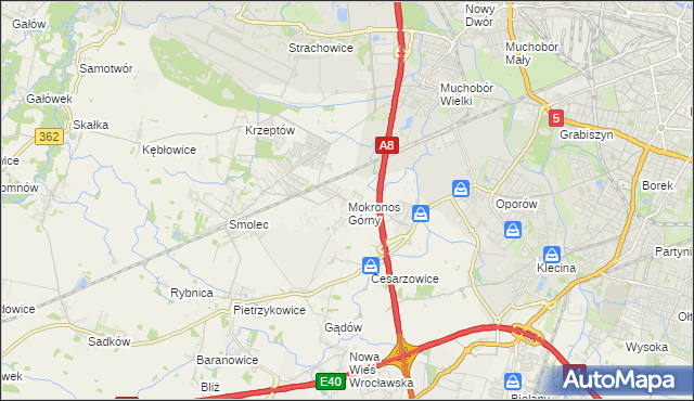 mapa Mokronos Górny, Mokronos Górny na mapie Targeo