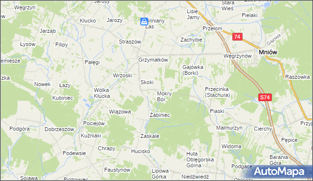 mapa Mokry Bór, Mokry Bór na mapie Targeo