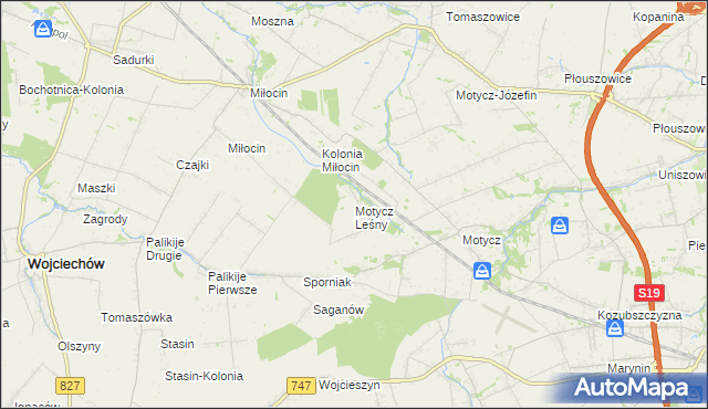 mapa Motycz Leśny, Motycz Leśny na mapie Targeo