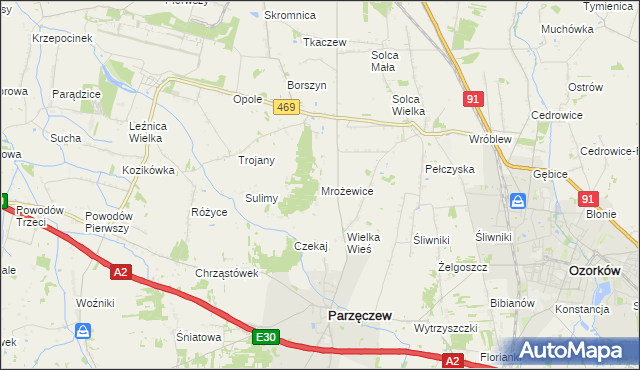 mapa Mrożewice, Mrożewice na mapie Targeo