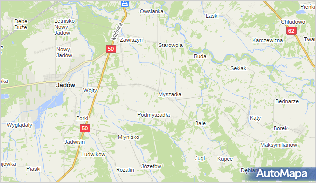 mapa Myszadła, Myszadła na mapie Targeo