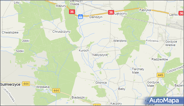 mapa Nabyszyce, Nabyszyce na mapie Targeo