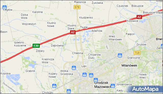 mapa Natolin gmina Grodzisk Mazowiecki, Natolin gmina Grodzisk Mazowiecki na mapie Targeo