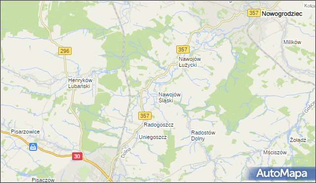 mapa Nawojów Śląski, Nawojów Śląski na mapie Targeo