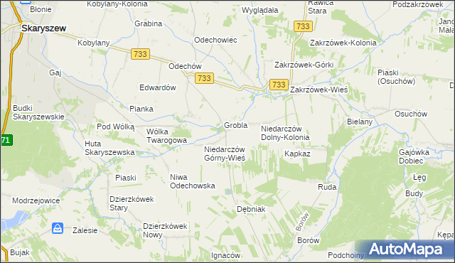 mapa Niedarczów Górny-Kolonia, Niedarczów Górny-Kolonia na mapie Targeo