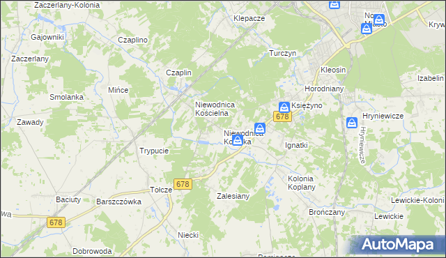 mapa Niewodnica Korycka, Niewodnica Korycka na mapie Targeo