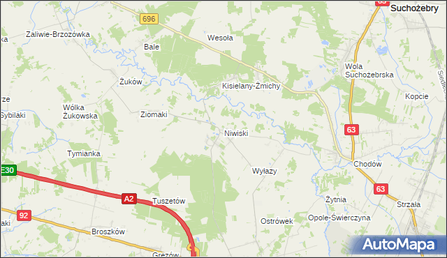 mapa Niwiski, Niwiski na mapie Targeo