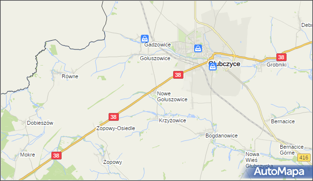 mapa Nowe Gołuszowice, Nowe Gołuszowice na mapie Targeo