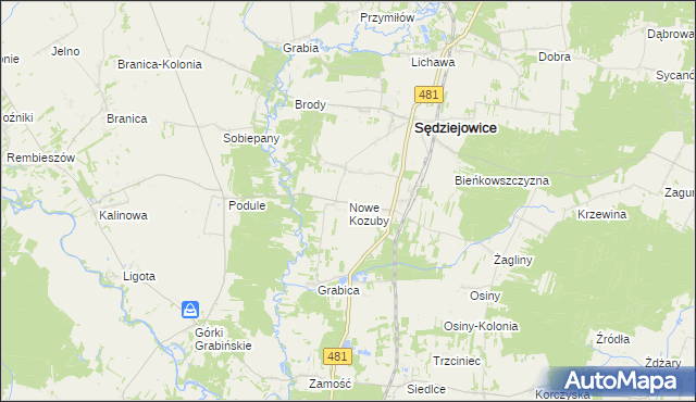 mapa Nowe Kozuby, Nowe Kozuby na mapie Targeo