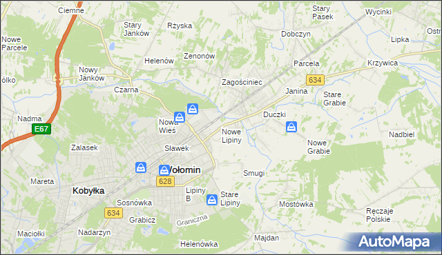 mapa Nowe Lipiny, Nowe Lipiny na mapie Targeo