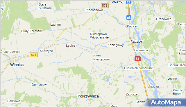 mapa Nowe Niestępowo, Nowe Niestępowo na mapie Targeo