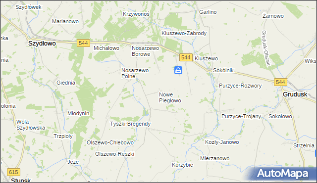mapa Nowe Piegłowo, Nowe Piegłowo na mapie Targeo