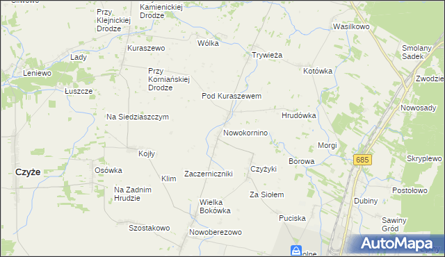 mapa Nowokornino, Nowokornino na mapie Targeo