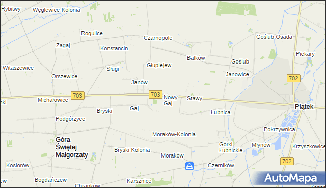 mapa Nowy Gaj gmina Góra Świętej Małgorzaty, Nowy Gaj gmina Góra Świętej Małgorzaty na mapie Targeo