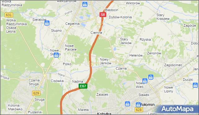 mapa Nowy Janków, Nowy Janków na mapie Targeo